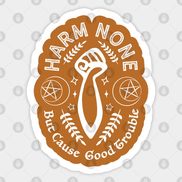 Harm None Protest - White Ink Sticker by Bittersweet & Bewitching